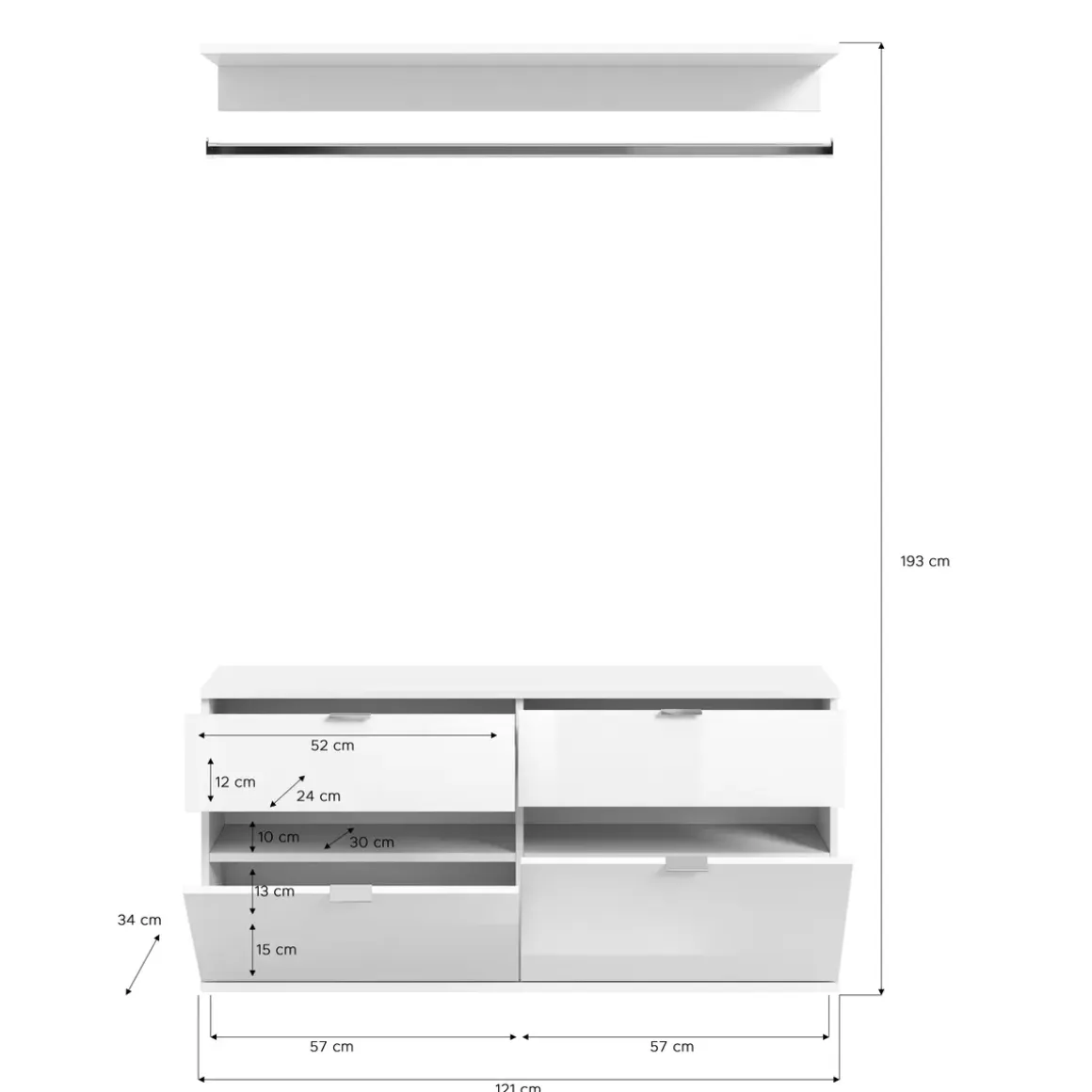 Kommode + Garderobenstange